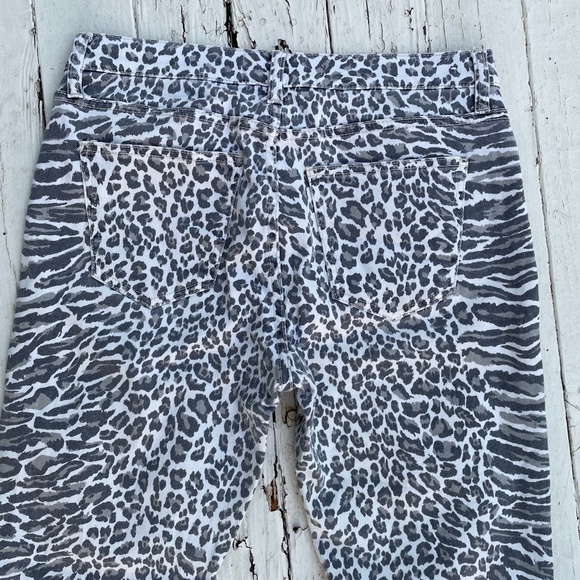 Current/Elliott Jeans Womens 28 Leopard Print Cropped Gray & White - Picture 5 of 6